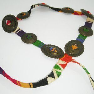 Vintage Southwestern Brass Concho 46" Serape Belt